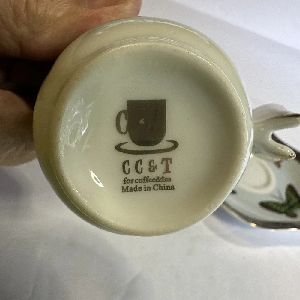 Small Formalities by CC&T Butterflies Demitasse Teacup & Saucer Set